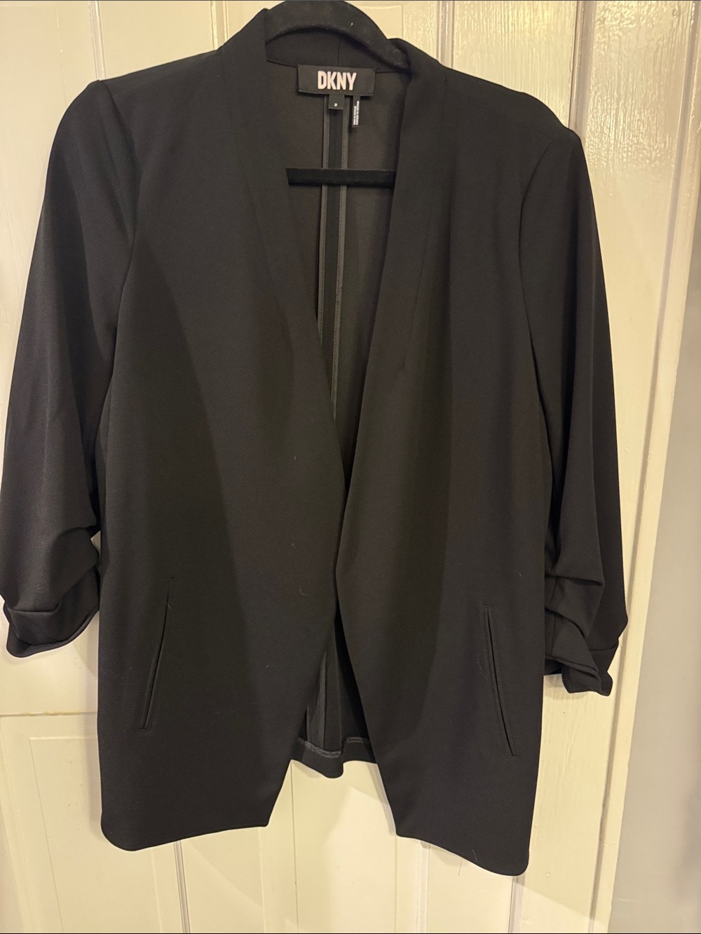 DKNY Black Open-Front Draped Blazer